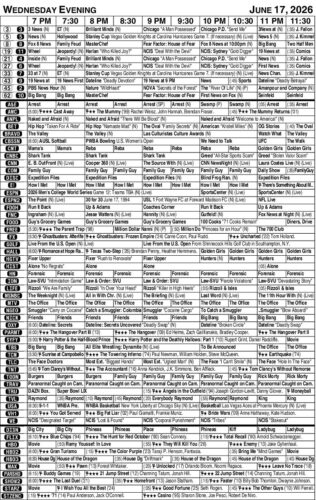 WEDNESDAY EVENING TV LISTINGS